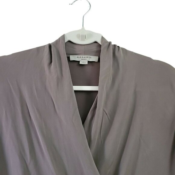 All Saints Dress Small‎ Gray Faux Wrap Tame Knee-length Long Sleeve V-Neck - Picture 3 of 12